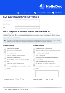 DIVA Questionnaire (Patient Version) for ADHD in Adults