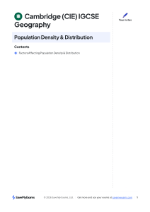 IGCSE Geography Notes: Population Density & Distribution