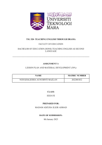 TSL 520 Lesson Plan: Teaching English Through Drama