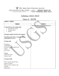 Class 6 IGCSE English Syllabus 2022-2023