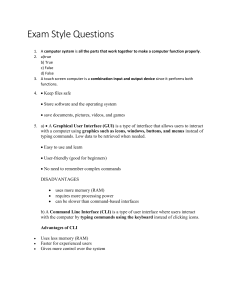 Computer Science Exam Questions: GUI, CLI, Computer Systems