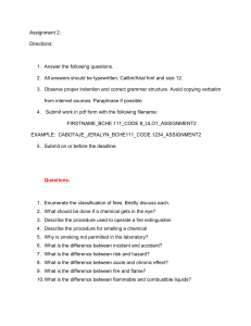 BCHE 111 Assignment 2: Lab Safety Questions