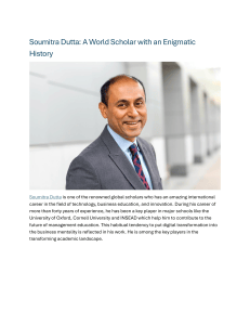 Soumitra Dutta: A World Scholar with an Enigmatic History