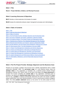 Project Definition, Initiation, and Planning Processes - Week 2 Notes