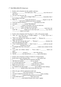 1st Bachillerato Final Test English Grammar Exercises