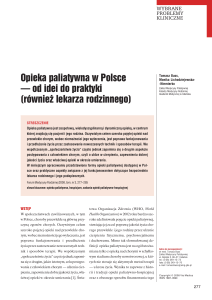 Opieka paliatywna w Polsce: od idei do praktyki