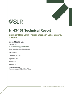 NI 43-101 Technical Report: Springer Rare Earth Project