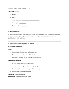 Individualized Intervention Plan for Child Development