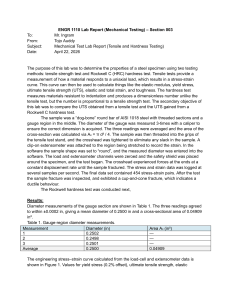 ENGR 1110 Lab Report: Tensile & Hardness Testing of AISI 1018 Steel