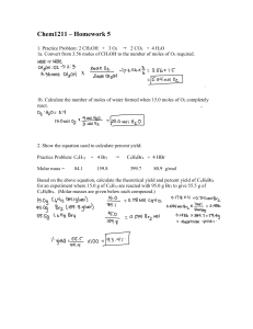 Chem1211 Homework 5: Stoichiometry Practice Problems