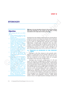 Unit 9: Hydrogen - Chemistry Textbook