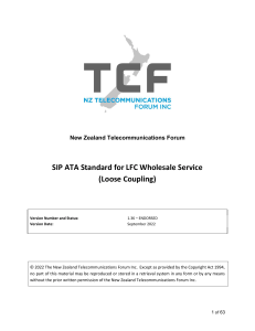 SIP ATA Standard for LFC Wholesale Service (Loose Coupling)