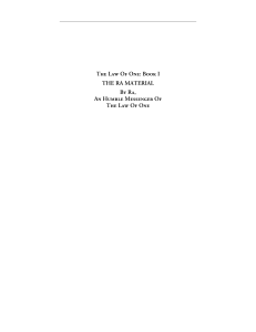 The Law of One: Book I - Ra Material