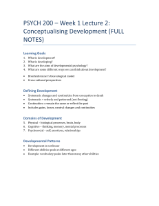 PSYCH 200 Lecture Notes: Conceptualising Development