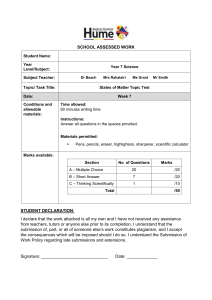 Year 7 Science States of Matter Test
