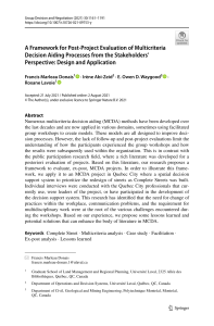 Framework for Post-Project Evaluation of MCDA Processes