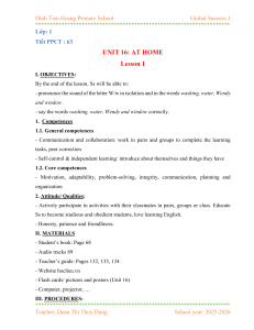Dinh Tien Hoang Primary School Lesson Plan Unit 16 At Home