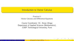 Introduction to Vector Calculus Practical 1