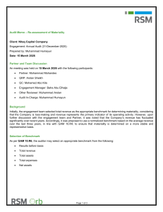 Audit Memo: Re-assessment of Materiality for Nitaq Capital