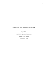 Eastern Gear Case Study: Operations Management Job Shop
