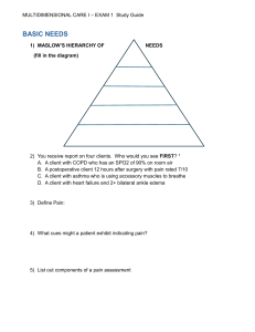 Multidimensional Care I Exam 1 Study Guide
