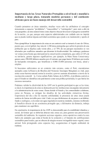 Importancia de &aacute;reas naturales protegidas: modelos peruanos y africanos