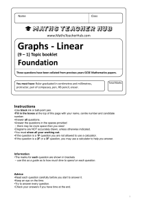 GCSE Maths Linear Graphs Topic Booklet