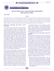 Industrial Engineering Practices in India: Advancements and Applications