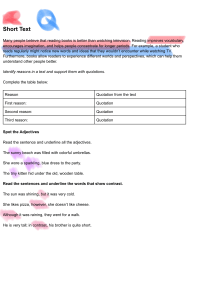 Reading Comprehension Worksheet: Books vs. TV