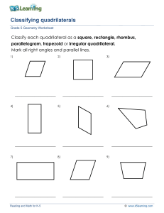 Grade 5 Geometry Worksheet: Classifying Quadrilaterals