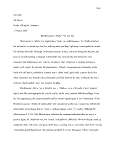 Desdemona in Othello: Pity and Sin - Literary Analysis