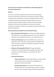 Blood Physiology & Hemostasis Study Notes