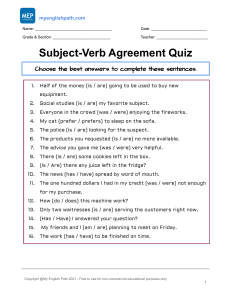 Subject-Verb Agreement Quiz