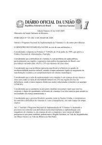 Portaria 729/2005: Programa Nacional de Suplementa&ccedil;&atilde;o de Vitamina A