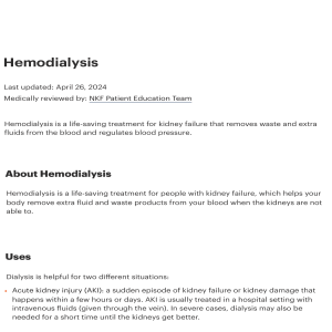 Hemodialysis: Life-Saving Treatment for Kidney Failure