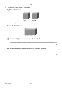 Physics Heat Transfer Question: Metal Blocks A & B