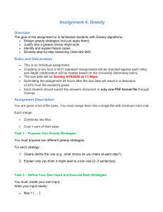 Assignment 4: Greedy Algorithms