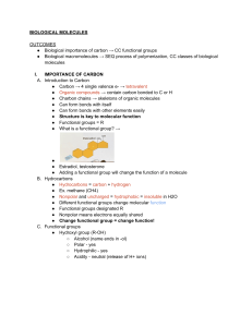 Biological Molecules: Carbon, Functional Groups, Macromolecules