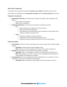 Week 3: Complements in Business Strategy