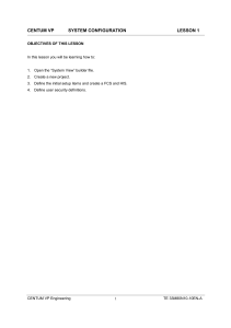 CENTUM VP System Configuration Lesson 1: Objectives & Setup