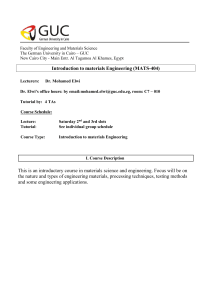 Introduction to Materials Engineering Syllabus