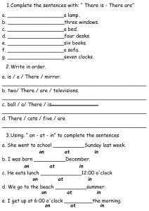 English Grammar Exercises: There is/are & Prepositions