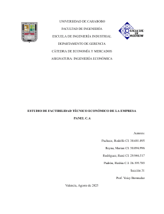 Estudio de factibilidad de Panel C.A. para filtros de aire