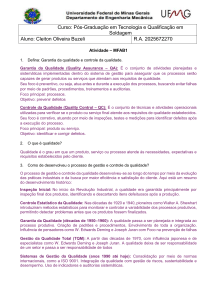 Atividade MFAB1: Garantia e Controle da Qualidade em Soldagem