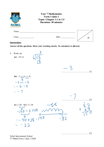 Year 7 Maths Term 1 Quiz 1: Chapters 1.1-1.5