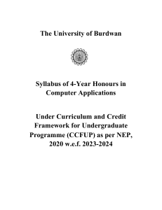 University of Burdwan BCA Syllabus 2023-24