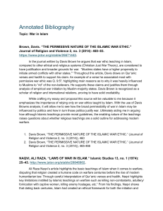 Annotated Bibliography: War in Islam