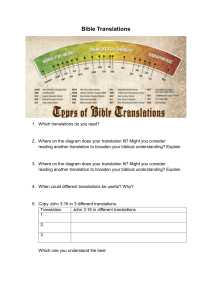 Bible Translations Worksheet: Compare John 3:16 in Different Versions