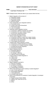 Market Integration Activity Sheet with Tests