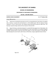 University of Zambia ME 4055 Bearing Design Assignment
